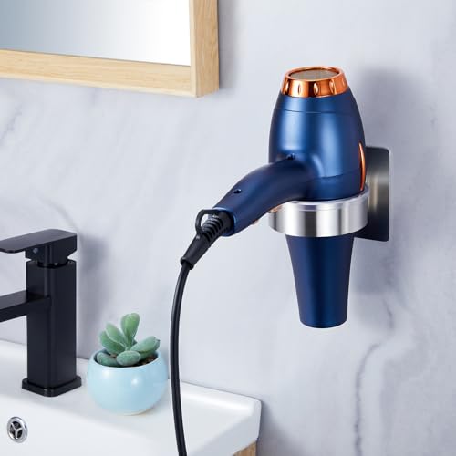 YYBO Fönhalter Ohne Bohren, Föhn Halterung, Fönhalterung Föhnhalter Wand, Haartrockner Halterung Föhn Aufbewahrung, Selbstklebend Haartrocknerhalter für Bad Barbershop Hotel (Packung mit 2) 2
