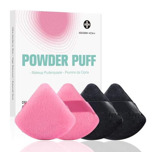 EIGSHOW houpette maquillage Triangle poudre libre accessoires de maquillage et outils Pour fixer les poudres les fards à joues etc 4 paquets noir et