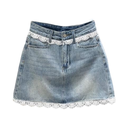 Summer lace ​​Denim Skirt for Women Korean Style Waist Hip Short