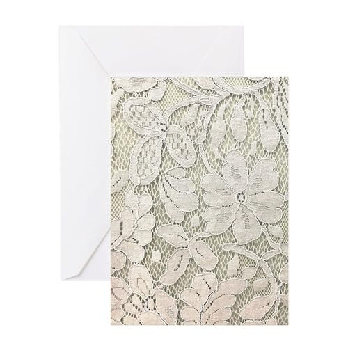 CafePress Shabby Chic White Lace Greeting Cards Folded Greeting Card Matte