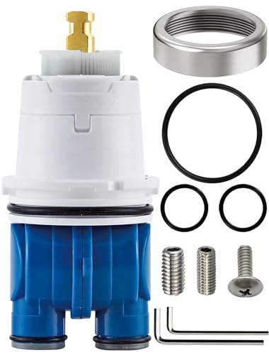 LOWCUS Shower Cartridge Replacement for Delta RP19804 (04/2006 Earlier) 1-Pack Fits Delta Monitor 1300 1400 Series Single Handle Fix Leak or Drip Temperature or Pressure Issues Includes Bonnet Nut