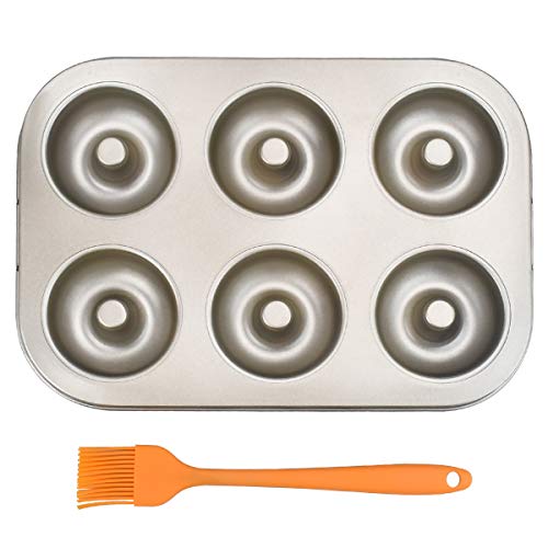 Donut Mold Cake Pan 6 Cavity Non Stick Hole Pan Carbon Doughnut Baking Pans Carbon Steel Donut Included An Orange Baking Pan Brush #TOP6