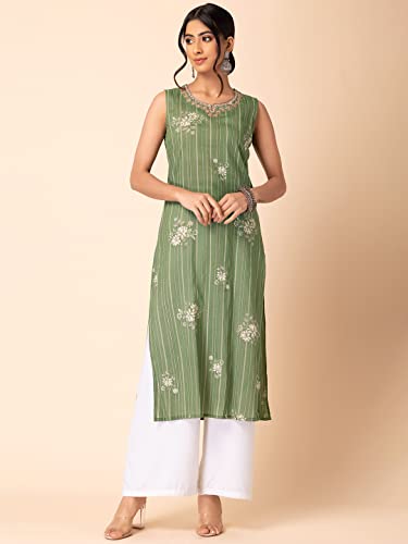 Image of Indya Women Foil Printed Cotton Kurta Pants and Dupatta Pink (Pack of 3)