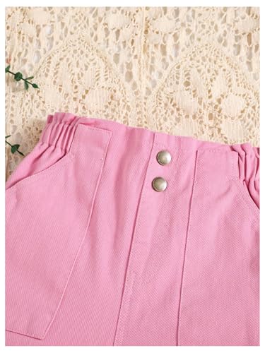 SweatyRocks Girl's Casual Elastic High Waist Wide Leg Jeans Button Front Pockets Denim Pants3