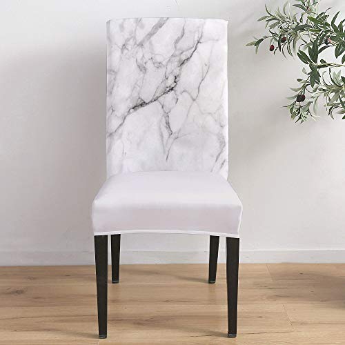 Marble Dining Room Chair Covers Set Of 4 Abstract Ink Paint Light Gray Texture Stretch Chair Slipcovers Removable Washable Hazy Art Chair Protector Covers For Kitchen/Hotel/Wedding/Ceremony #TOP3