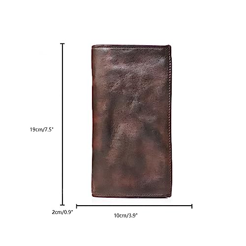 Men's Wallet Genuine Leather Vintage Long Wallet Men's Multi-Card Money Clip Clutch Bag for Man (Coffee color)2