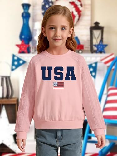 Image of CAZYCHILD Girls 4th of July Shirt Boys USA Tshirt Kids American Flag Sweatshirt Patriotic Pullover Tee Tops