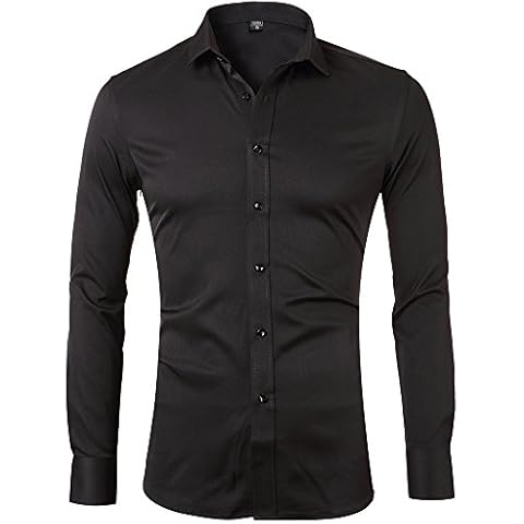 Camisa Bambú Fibra Hombre, Manga Larga, Slim Fit, Camisa Elástica Cover