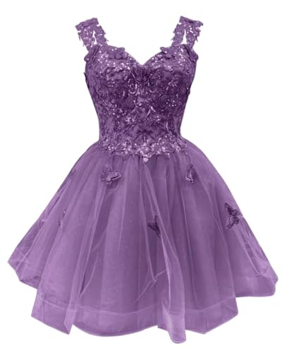 3D Butterfly Short Homecoming Dresses Sparkly Tulle Prom Dress Teens Off Shoulder DAMA Dresses for Quinceanera