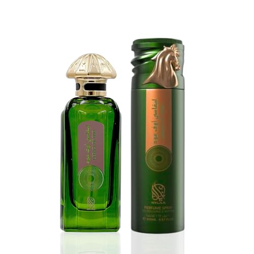 Nylaa Legacy of Oud Perfume and Deodorant Combo - Unisex Oriental Floral Fragrance Blend of Oud, Rose, and Saffron - 100ml Eau de Parfum 200ml Perfumed Body Spray