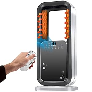 ilbcavne Elektrische ventilatorkachel, 2000 W, instelbare thermostaat, geruisloos, verticaal, energiebesparend, elektrische verwarming, 90 graden oscillatie, 3 modi, elektrische ventilatorkachel