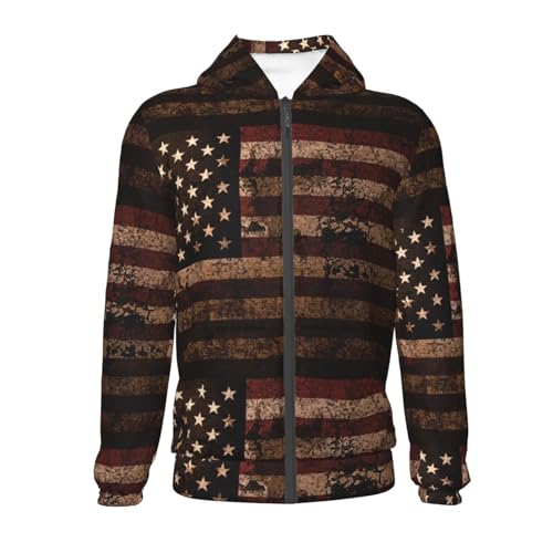American Antique Flag3 Kids Pullover Hoodies Boys Zip Up Sweatshirts Girls Athletic Clothes with Pocket2