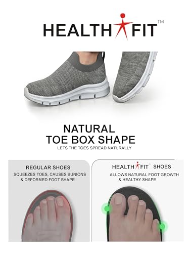 Image of HEALTH FIT Extra Soft Sports Shoes with Memory Foam Comfortable & Lightweight Breathable Without Lace for Walking Jogging Gym Shoes Cushion Casual Regular Wear Shoes for Men's Gent's HF727NEW
