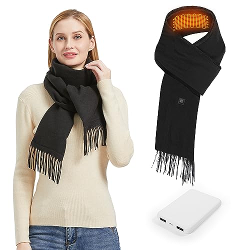 JOYTEK Heated Scarf for Men Women Rechargeable with 6000mAh Power Bank, Mens Scarf Neck Heating Pad Three Temp Settings for Outdoor, Travel, Winter