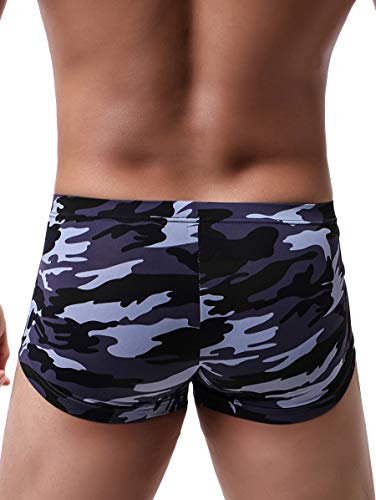 Retroshorts para hombres calzoncillos bóxer elásticos de camuflaje con bolsa de bulto de tiro bajo 4