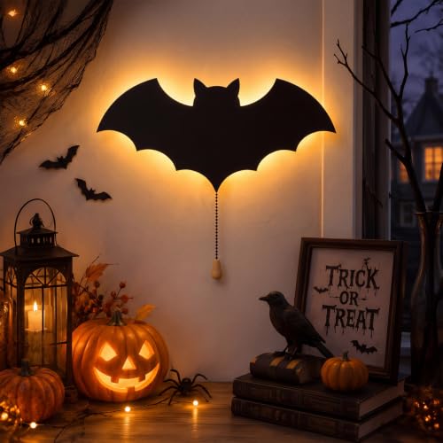 Image of Aurelema Halloween Bat Night Light Wall Lamp Sleeping Nursery Lighting