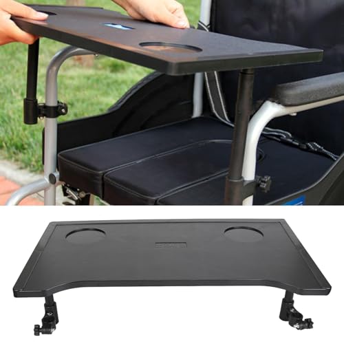 Wheelchair Tray Table with Cup Holder, Removable Wheelchair Lap Tray, Lightweight Portable Wheelchair Dinner Table Accessories for Eating, Reading, Resting, Fits Wheelchair Arms of 16