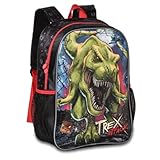 Mochila Bolsa de Costas Infantil Dinossauro T-Rex Attack Escolar Passeio Viagem Preto