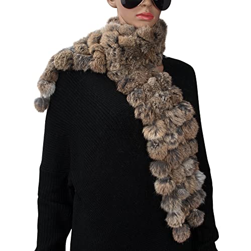 bvya Winter Women Girls Real Rabbit Soft Fur Scarf Warm Neck Wrap