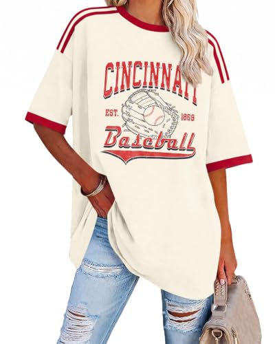 ASTANFY Baseball Shirts for Women Oversized Baseball Tee Game Day Shirt