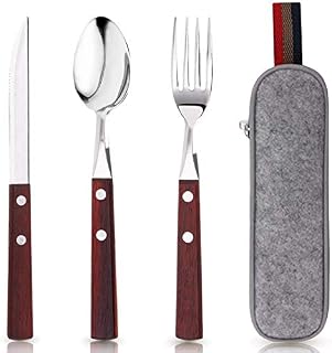 PREMIUM QUALITY Stainless Steel travel utensils with case, Healthy & Eco-Friendly 3pc Full