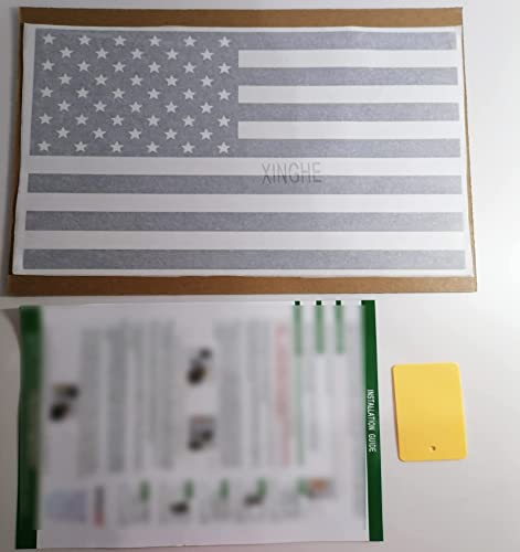 Image of Xinghe for 2004-2018 Chevy Silverado GMC Sierra, Rear Middle Window American Flag Decals Stickers, Matte Black American Flag Decal for Chevy Sierra Accessories