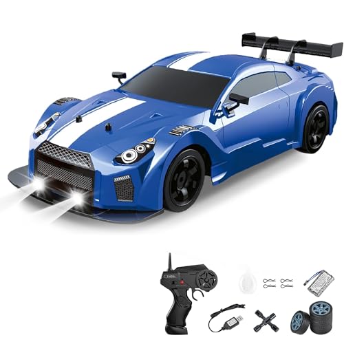 Image of Big Remote Control Car - Blue | 2.4G Rechargeable Remote Control Drift Car with 150m Range | Smoke Effect, LED Lights & Music | High-Speed | Best Gift for Boys & Girls 2 3 4 5 6 7 8+ Years