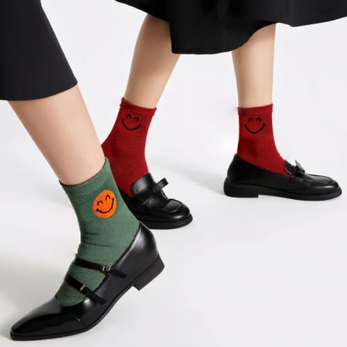 8 Pairs Happy Face Ankle Womens Crew Elastic Socks Length Aesthetic Cute Lightweight Low Cut Gifts for Women2