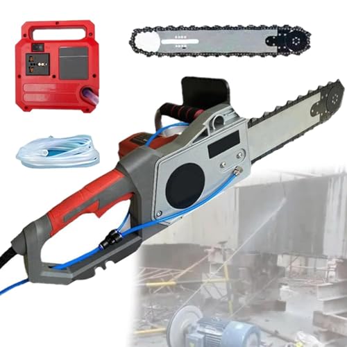 Hydravex Sierra eléctrica para hormigón, Motosierra de Mano, cortadora de muros, Motosierra de hormigón con supresión de Polvo alimentada por Agua y 2 Cadenas + 2 Barras guía Depth48cm