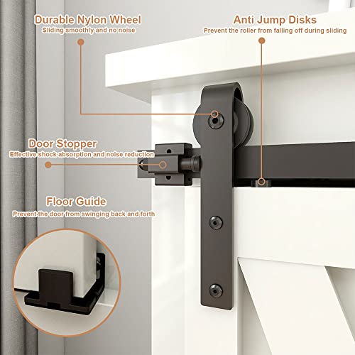 ETIASQSA 4FT/122cm Schiebetürbeschlag Mini Schiebetür-Hardware-Kit für Einzeltür TV-Ständer, Kleiner Kleiderschrank (Keine Schranktür)