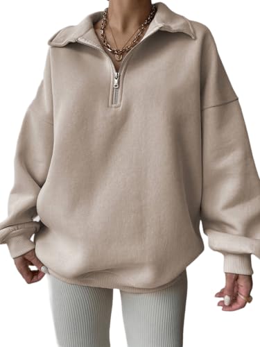 Image of SXV STYLE Half-Zip Pullover Sweatshirt, Oversized Fit
