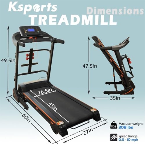 Ksports-Foldable-165-Inch-Cardio-Fitness-Portable-Treadmill-with-Bluetooth-Connectivity-LCD-Display-and-Tracking-Apps-for-Home-Gym-Equipment-Black