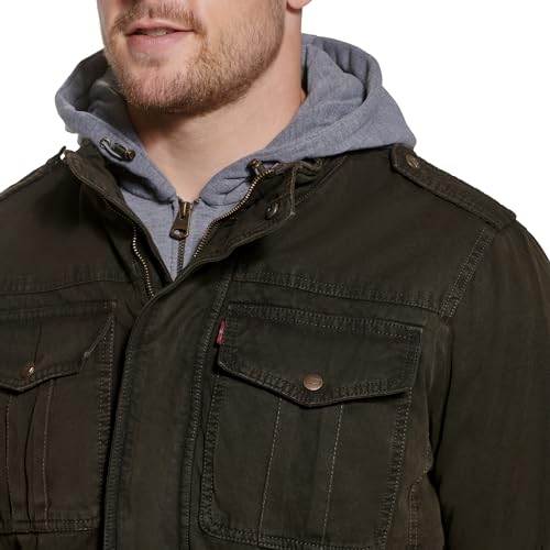 Image of Levi's Men's Washed Cotton Hooded Military Jacket (Regular & Big & Tall Sizes)