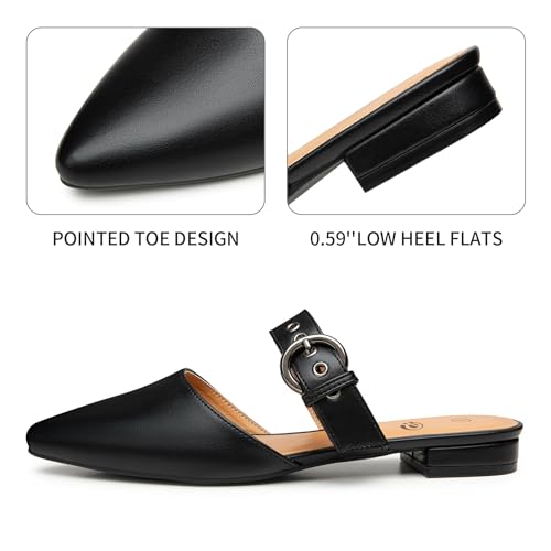Image of Rekayla Mules for Women Adjustable Strap Pointed Toe Backless Loafer Shoes