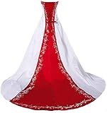 Vantexi Women's Strapless A-line Wedding Dress Bridal Gown White & Red Size 18