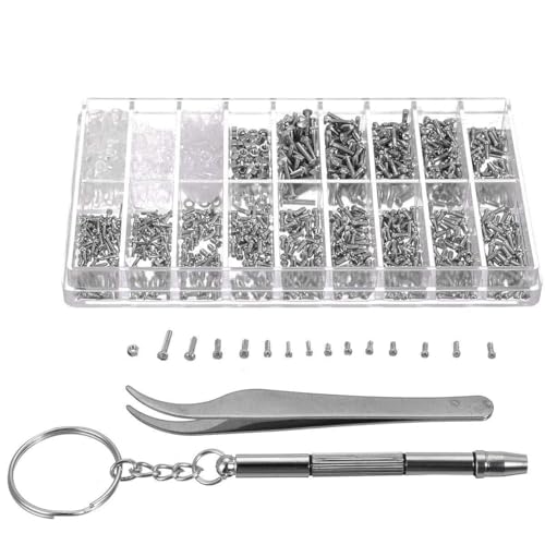 BGTR Vis 1000pc / Set Vis Assorties Vis Jeu de Tournevis for Lunettes de Soleil Lunettes Haut Outils de réparation Kits de qualité Vis Vis