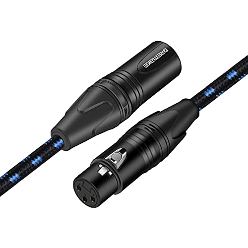 Dremake Xlr Mic Cable 3-Pin Xlr Male To Female Microphone Audio Cable, 15Ft Black Blue Tweed Braided Balanced Dmx Amp Instrument Patch Cords For Mixing Boards, Speaker Systems, Pro Audio, Preamps #TOP1