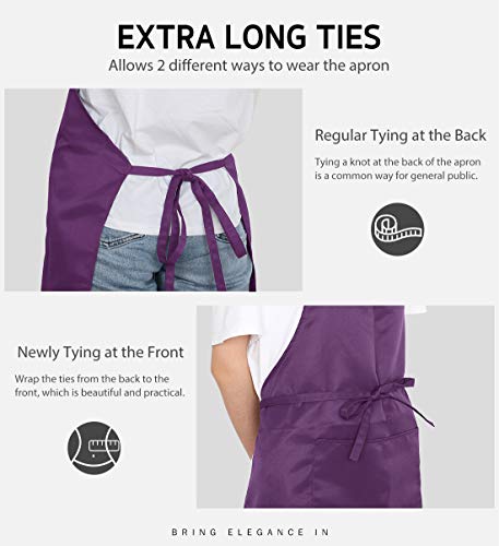 image for Syntus 2 Pack Adjustable Bib Apron Waterdrop Resistant with 2 Pockets 