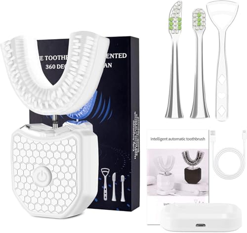 Cepillo de Dientes Ultrasónico Automático, Cepillos de Dientes 360 ° Cerdas Mejoradas Eléctrico y Kit de Blanqueamiento Dental, para Cargar IPX8 a Prueba de Agua Caja de Regalo