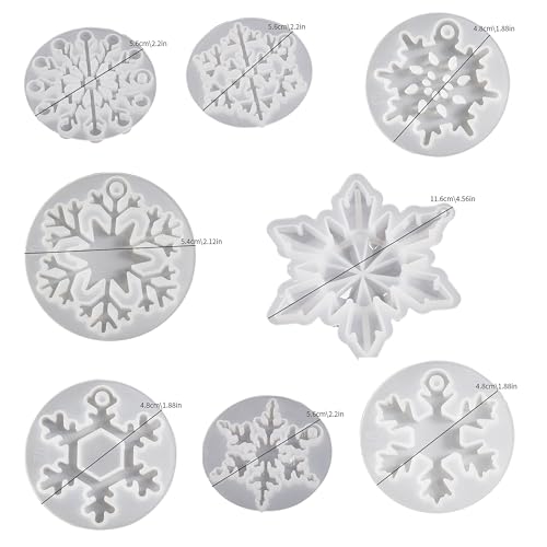 image for ESEENS 8 Pack Pendant Molds Snowflake Resin Mold - Resin Casting Silic