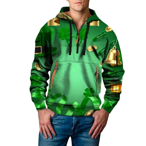 Sudadera con capucha verde XL para hombre con estampado completo moderno