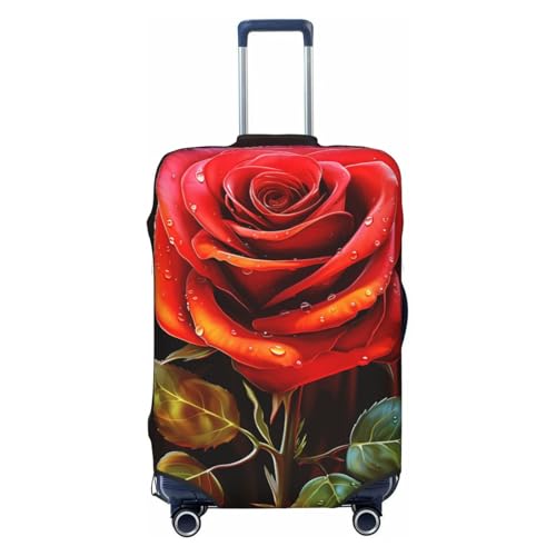 Red Rose Art Travel Luggage Cover Suitcase Protector Washable Elastic Suitcase Cover Anti-Scratch Luggage Protector X-Large Travel Suitcase Baggage Cover Fits 18-32 Inch Suitcase