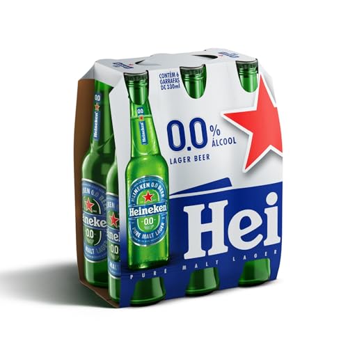 Heineken Cerveja Lager Sem Alcool, Long Neck 330ml, Pack 6 Unidad...
