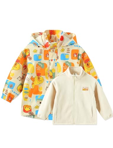 B.Duck Kids Unisex 3 in 1 Winter Coat, Weather Resistant Shell, Fleece Inner-Waterproof Jacket for Boys Girls Size 4-5T