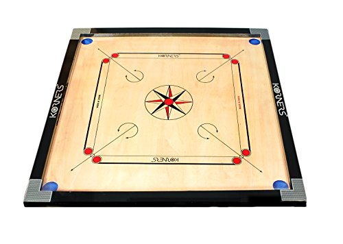 Image of KORNERS Carrom Board with Striker, Coins and Powder, Multicolor| (Large Round 32 Inches 2025)
