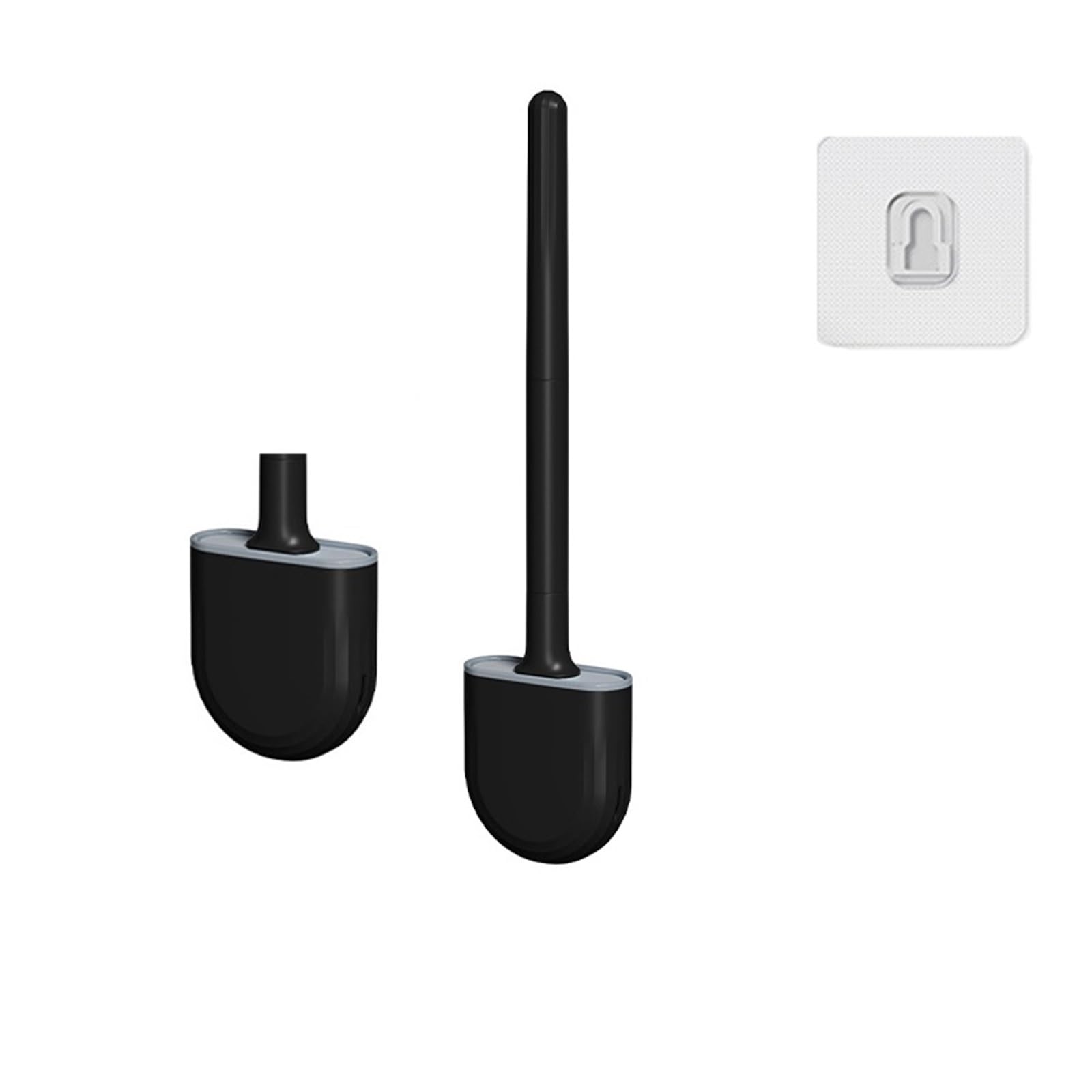 Wall Hanging Silicone Toilet Brush With Holder(Style2 black)