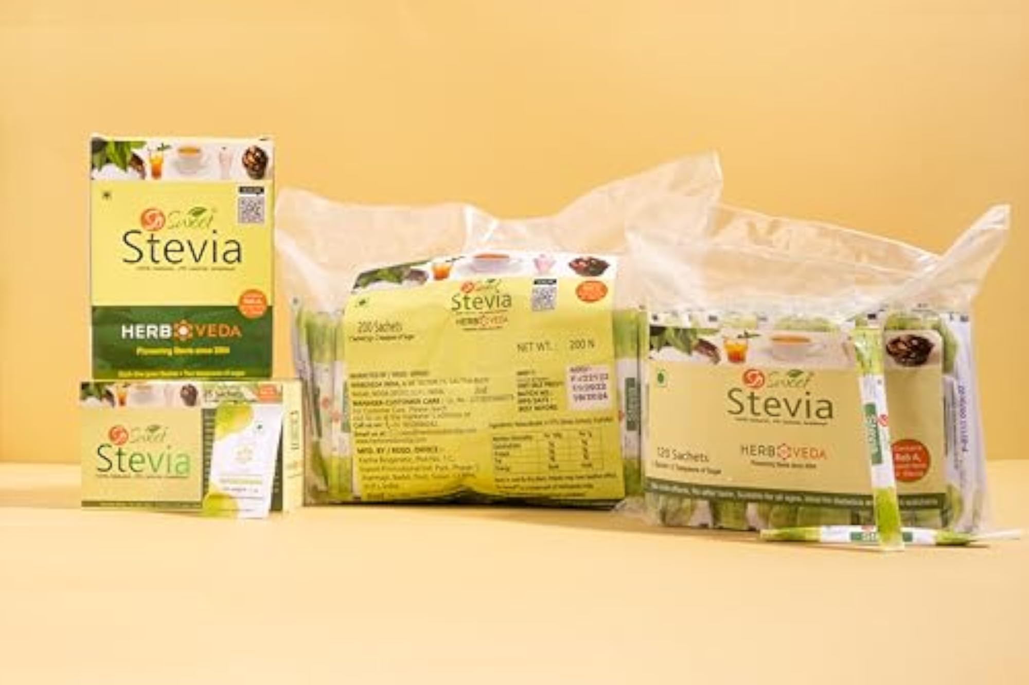 Stevia Sachets Natural Zero Calorie Sweetener, 100 Sachets