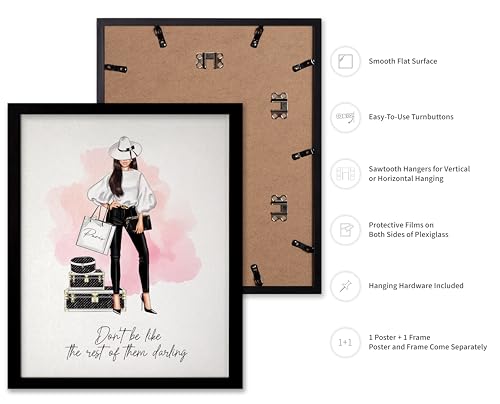 Image of Poster Master Don't Be Like The Rest of Them Darling Poster - Fashion Print - Positive Quote Art - Trendy Art - Gift for Women & Fashionista - Decor for Bedroom or Girls Room, 8x10 Black Framed
