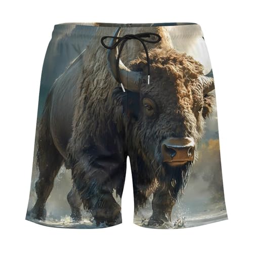 Buffalo Mens Swim Trunks with Quick-Drying Lining Beach Shorts for Outdoor Sports3