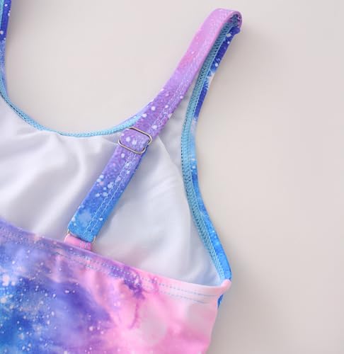 Image of Akokvlar Girl One Piece Swimsuit Rainbow Mermaid Bathing Suit Floral Swimwear